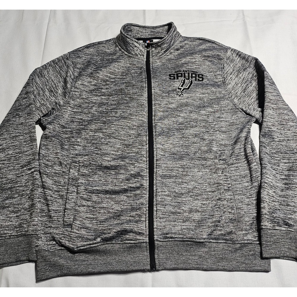 NBA San Antonio Spurs Jacket Mens XL Gray Space Dye Fleece Full Zip Track Coat